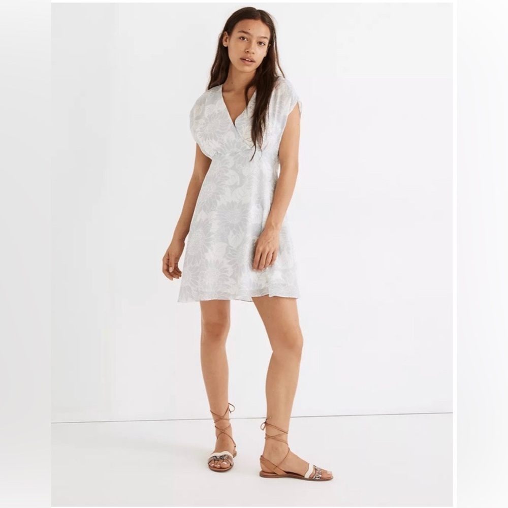 Madewell Crossover Mini Dress in Sunflower Season 100% Silk Size 8